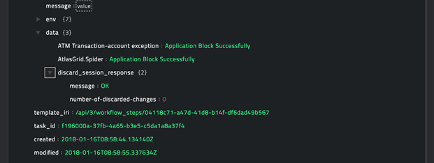 Sample output of the Block Applications operation