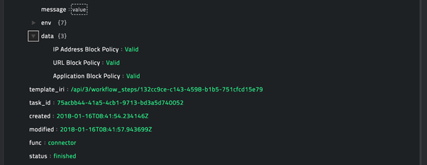Sample output of the Validate Configuration Policies operation