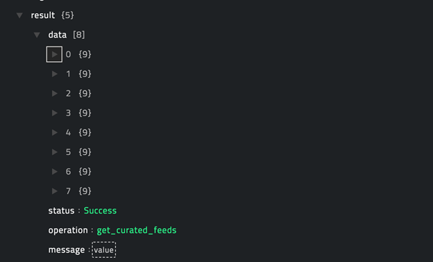 Sample output of the Search Report by Feeds operation