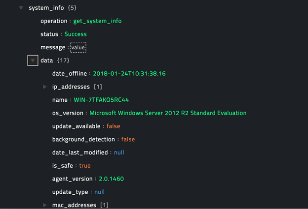 Sample output of the Get Device Information operation