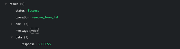 Sample output of the Remove From Watch List operation