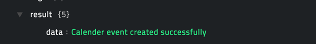 Sample output of the Create Calendar Event operation