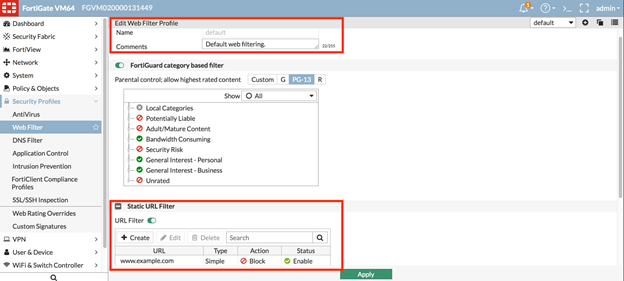 FortiGate Firewall - Configuring URL Policy
