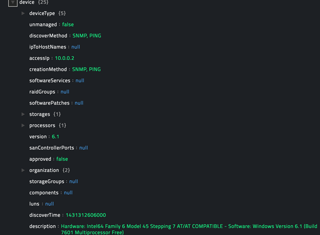 Sample output of the Get Device Information operation