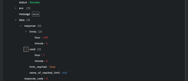 Sample output of the Get API Limit operation