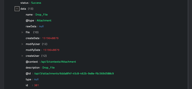 Sample output of the Get Files Dropped by Sample operation
