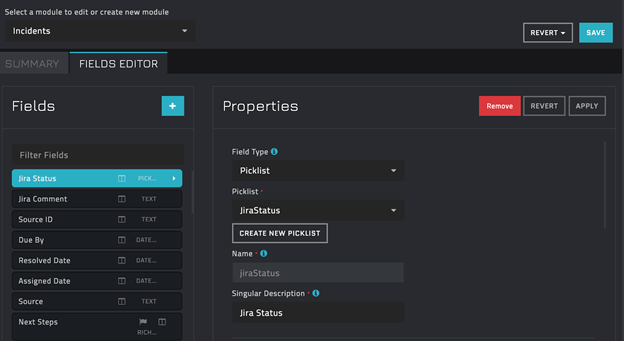 Updating Incidents module with JiraStatus picklist