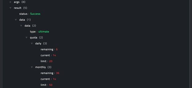 Sample output of the Get Account Information operation