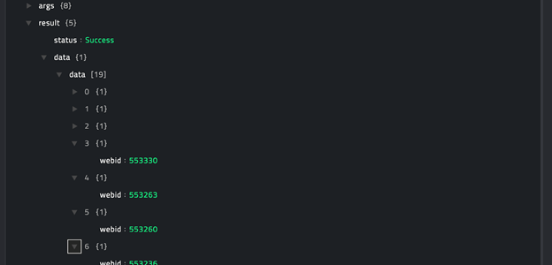 Sample output of the Get All Analysed Sample Details operation