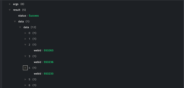 Sample output of the Search Report operation
