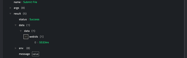 Sample output of the Submit File operation