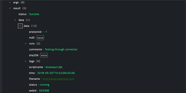 Sample output of the Get Submission Status operation