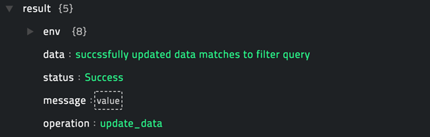 Sample output of the Update Documents operation