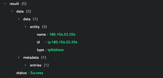 Sample output of the Get IP Reputation operation