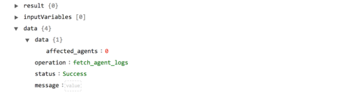 Sample output of the Fetch Agents Logs operation