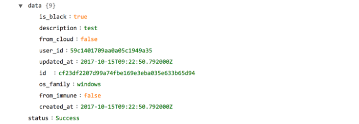 Sample output of the Get Hash Details operation