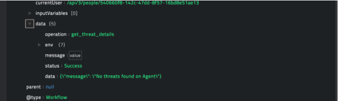 Sample output of the Get Threat Details operation