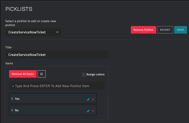 Adding a Splunk Urgency picklist