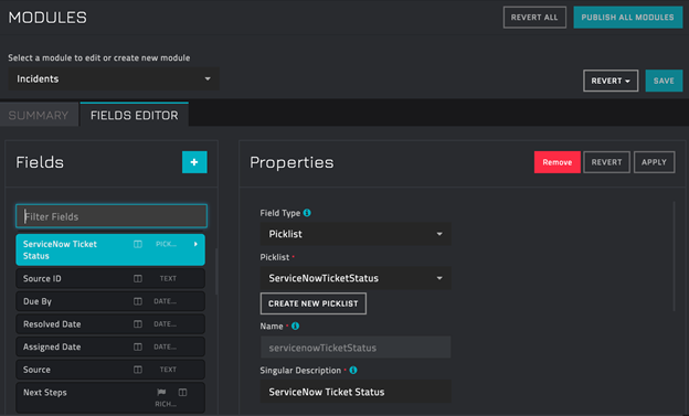 Updating Incident module with ServiceNow ticket status