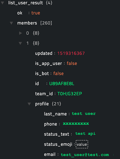 Sample output of the Get User List operation