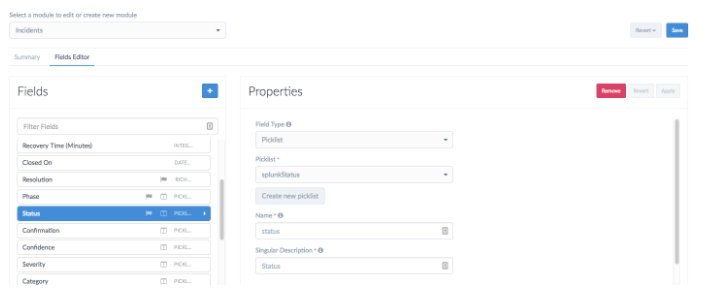 Updating Incidents module with Splunk Status