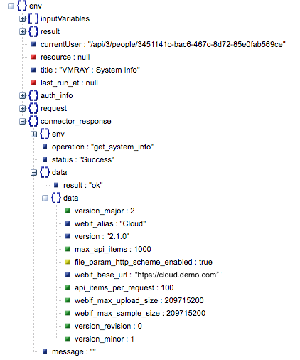 Sample output of the Get System Information operation