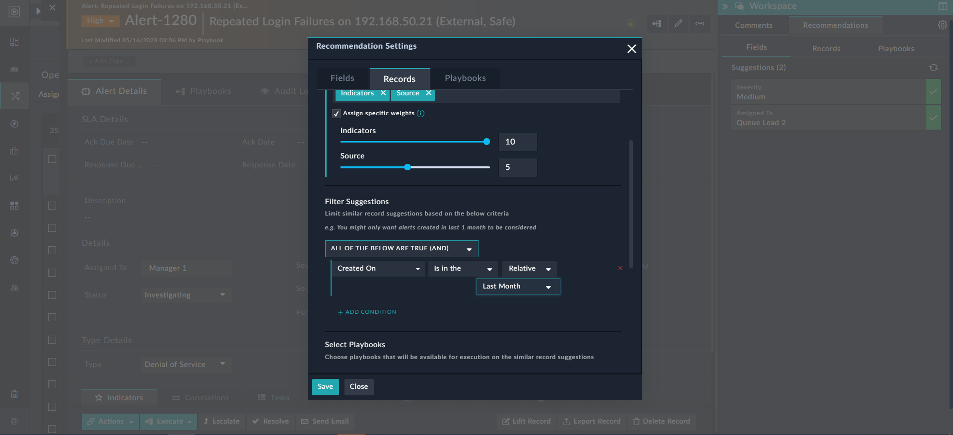 Defining the filter criteria for similar records
