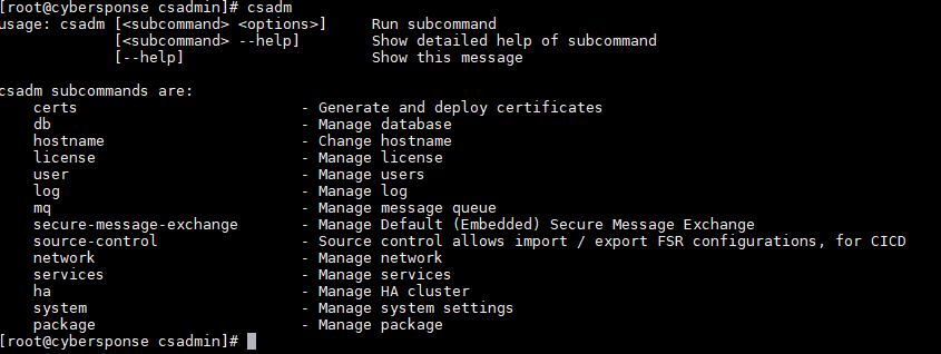 FortiSOAR&trade; Admin CLI command prompt