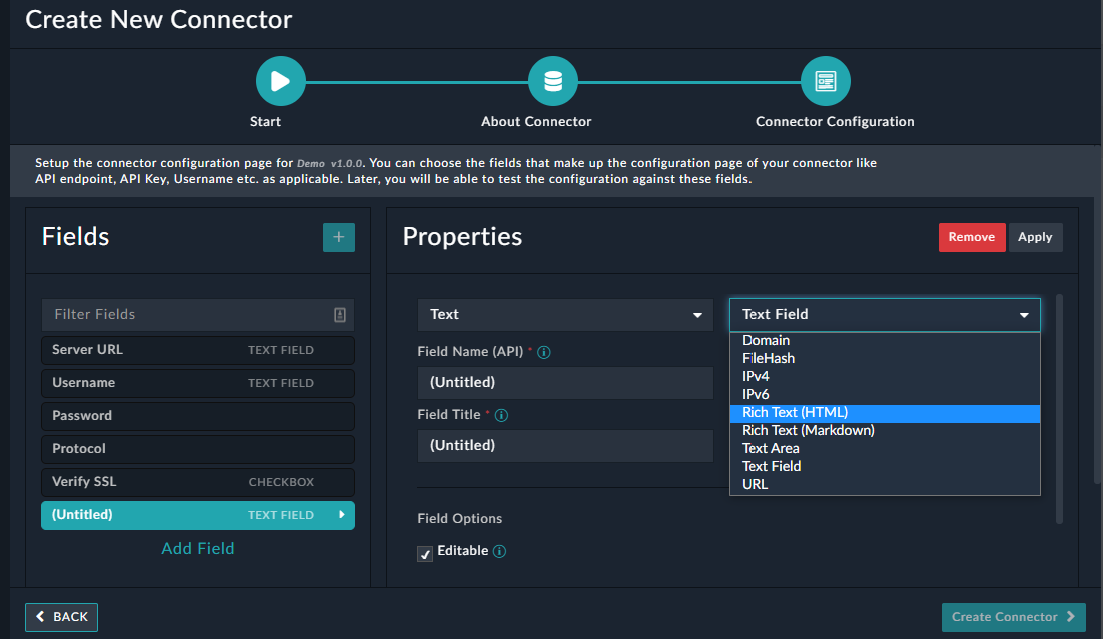 Connector Wizard - Add Fields