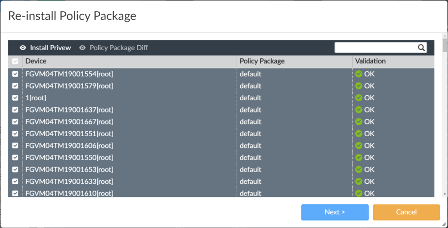 Reinstall a policy package | FortiManager 7.2.4 | Fortinet Document Library