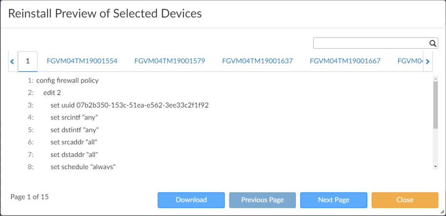 Reinstall a policy package | FortiManager 7.2.4 | Fortinet Document Library
