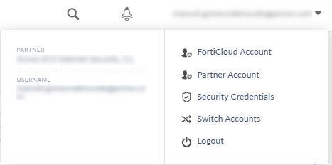 Switching accounts | FortiCloud Services 25.3.0 | Fortinet Document Library