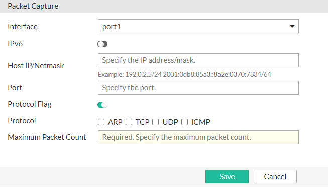 Packet capture | FortiADC 7.4.1 | Fortinet Document Library
