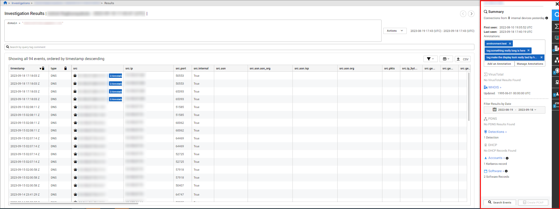 Entity Panel | FortiNDR Cloud 2024.1.1 | Fortinet Document Library