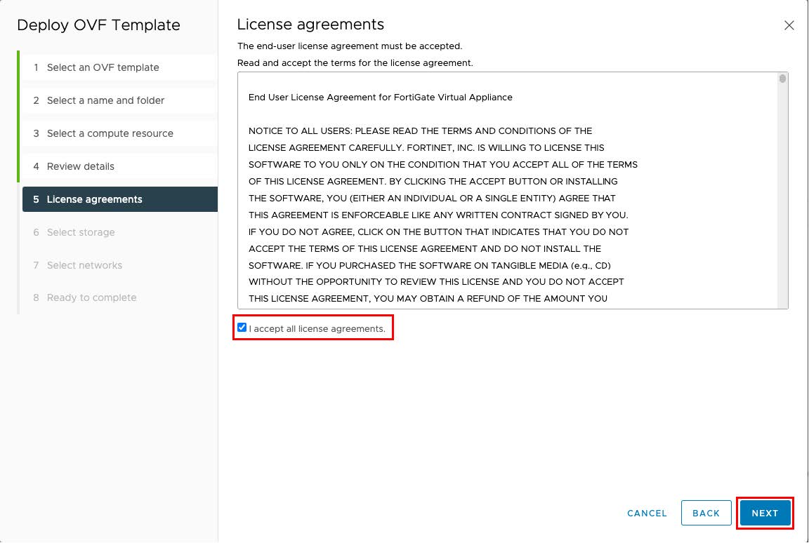 Deploying the OVF template | FortiGate Private Cloud 7.4.0