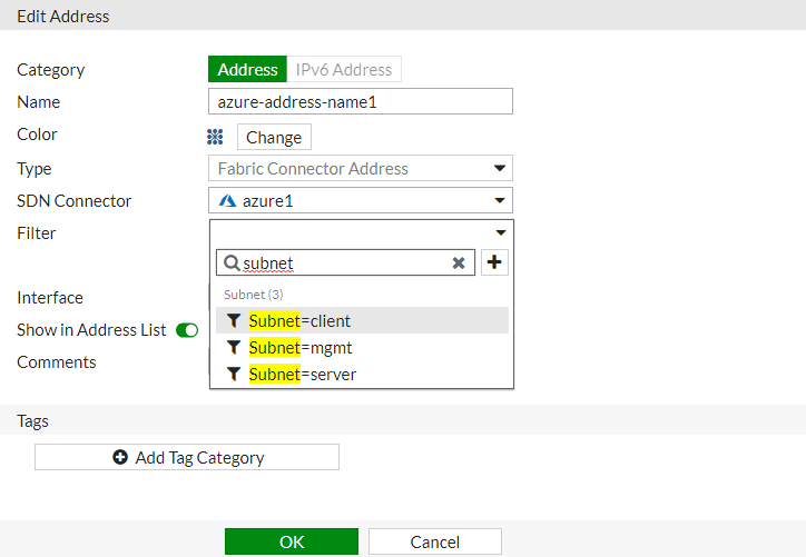 Screenshot displays a search of filters.
