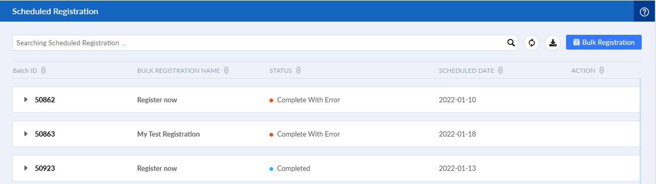 Bulk Registration | FortiCloud Services 23.4.a | Fortinet Document Library