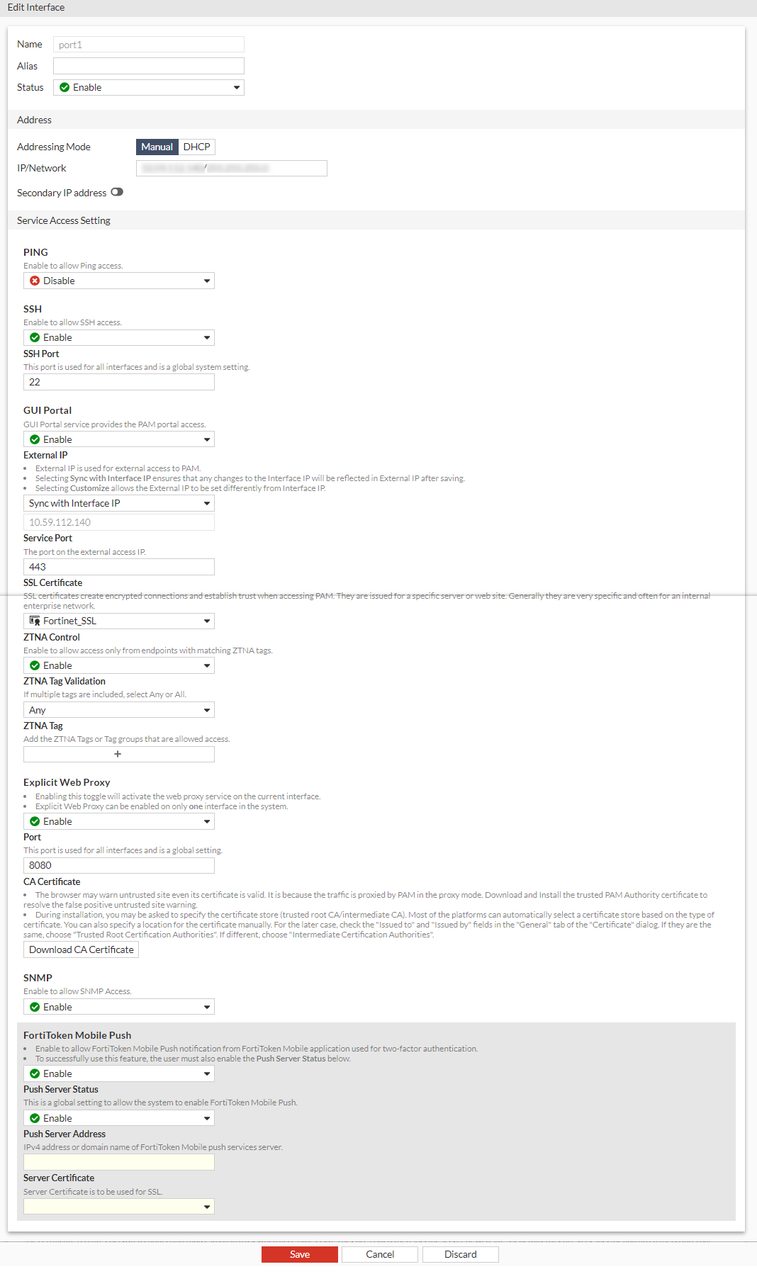 Editing an interface | FortiSRA 1.4.0 | Fortinet Document Library