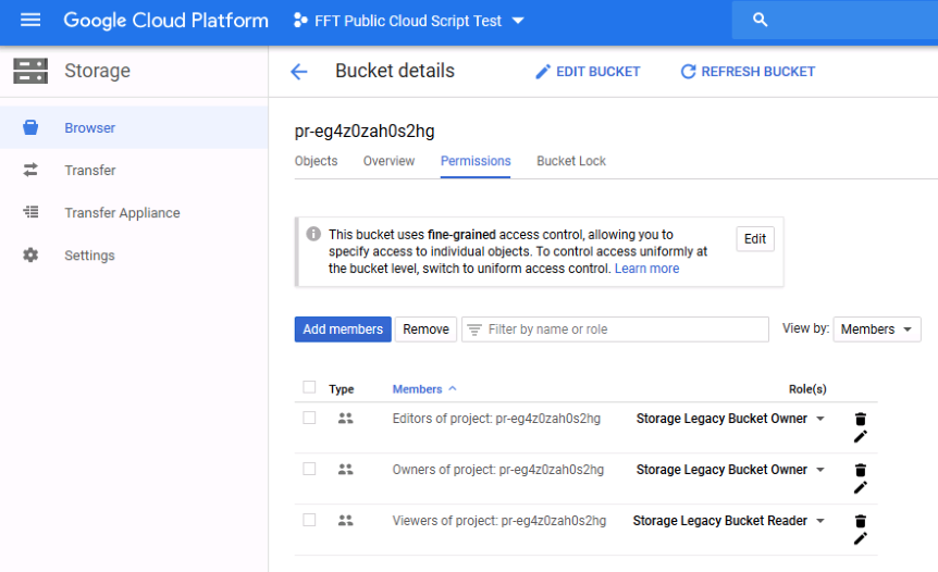 Configuring a Google Cloud storage bucket FortiAnalyzer 7.0.0