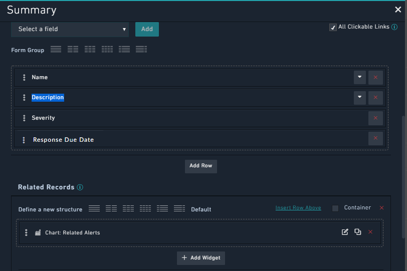 Summary Widget with Related Widgets section