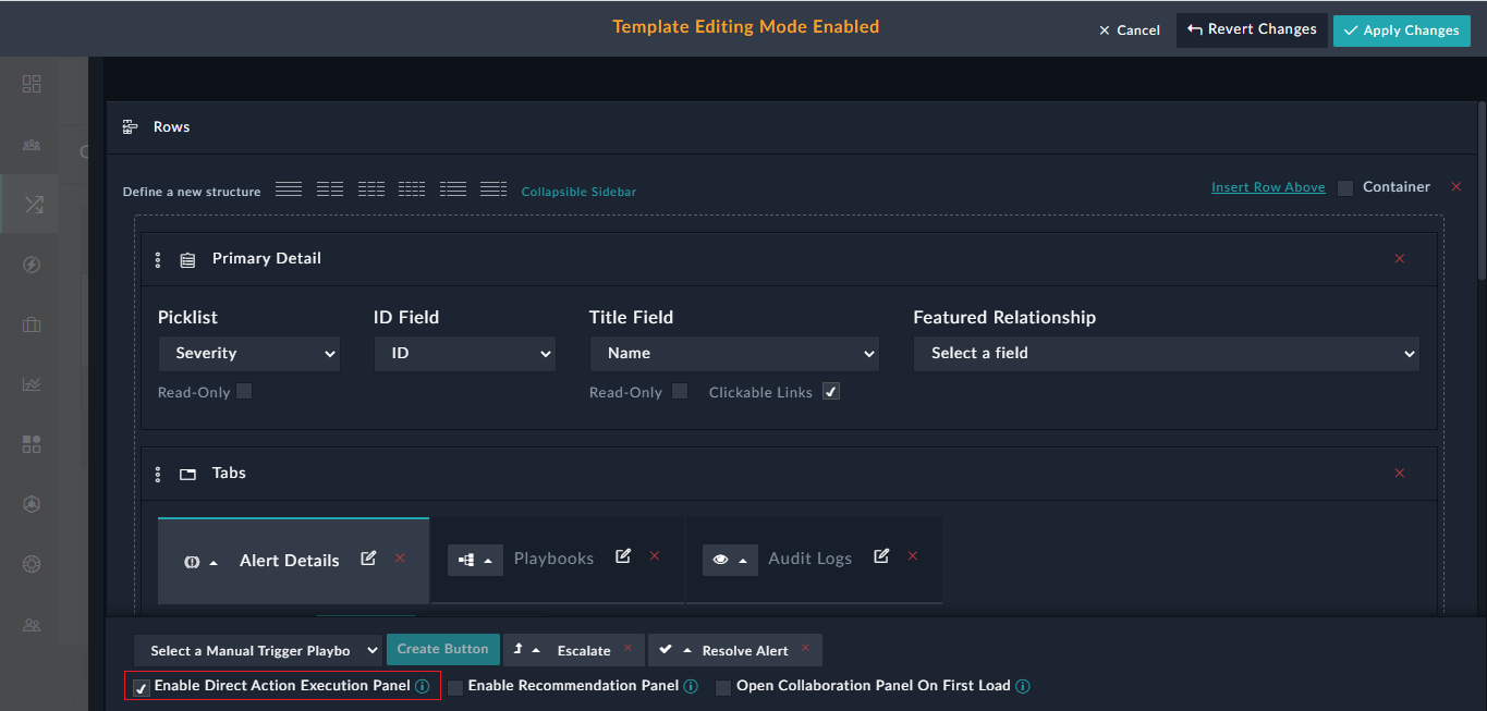 Detail View Template - Allow Action Executions 