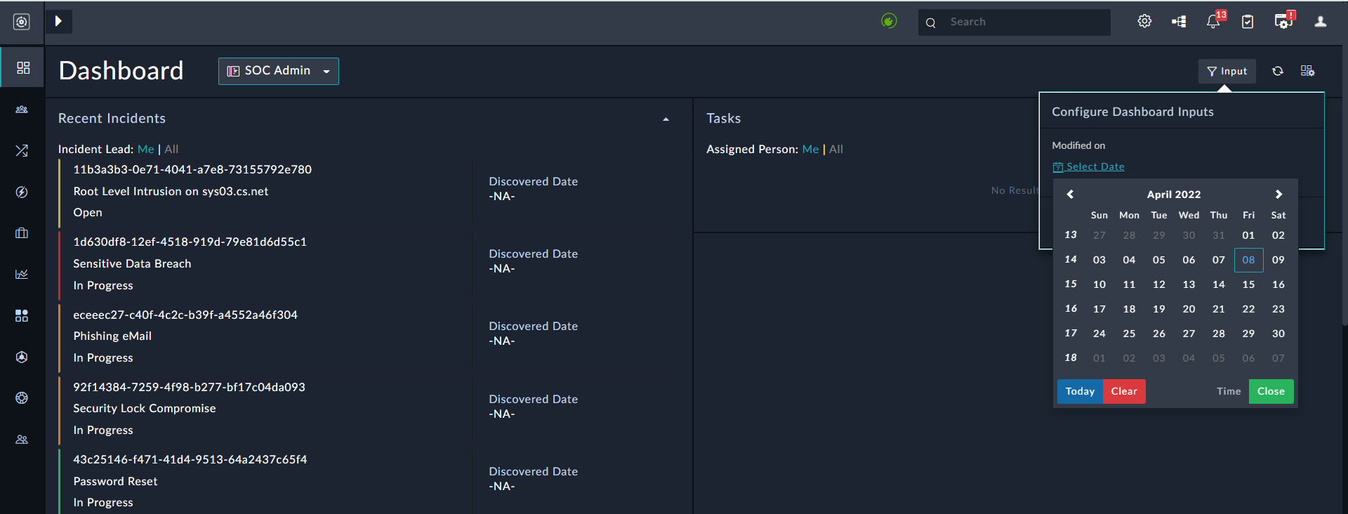 Configure Dashboard Inputs
