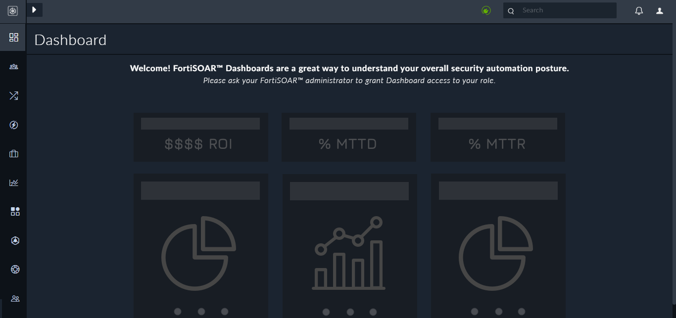 Dashboard view for user with no access to the Dashboards module