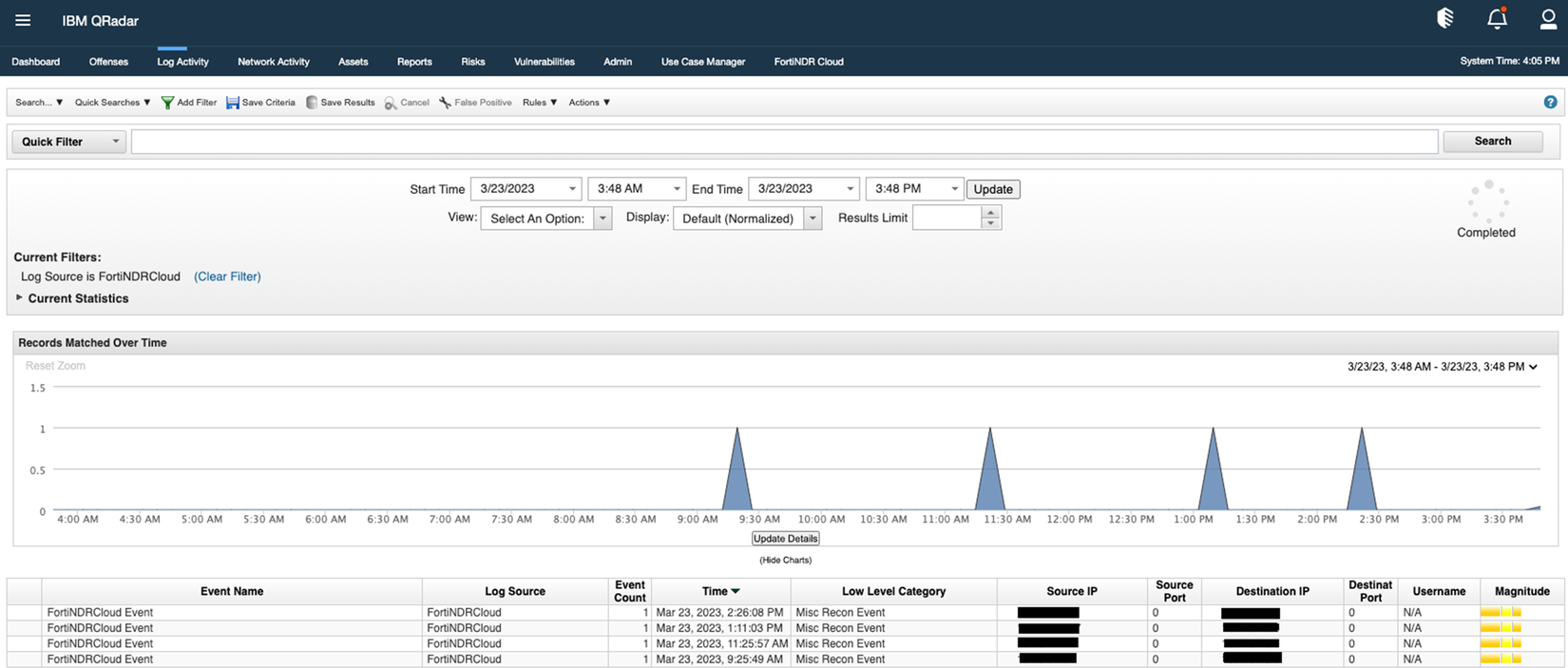 Viewing events in IBM QRadar SIEM | FortiNDR Cloud 2024.5.0 | Fortinet ...