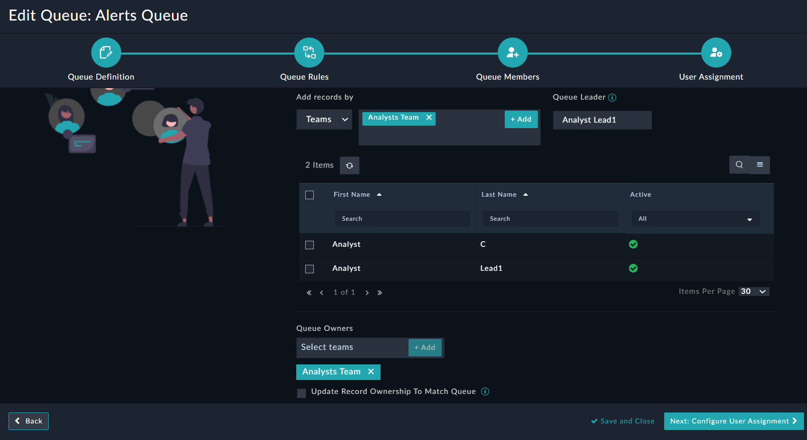 Create New Queue Wizard: Queue Members