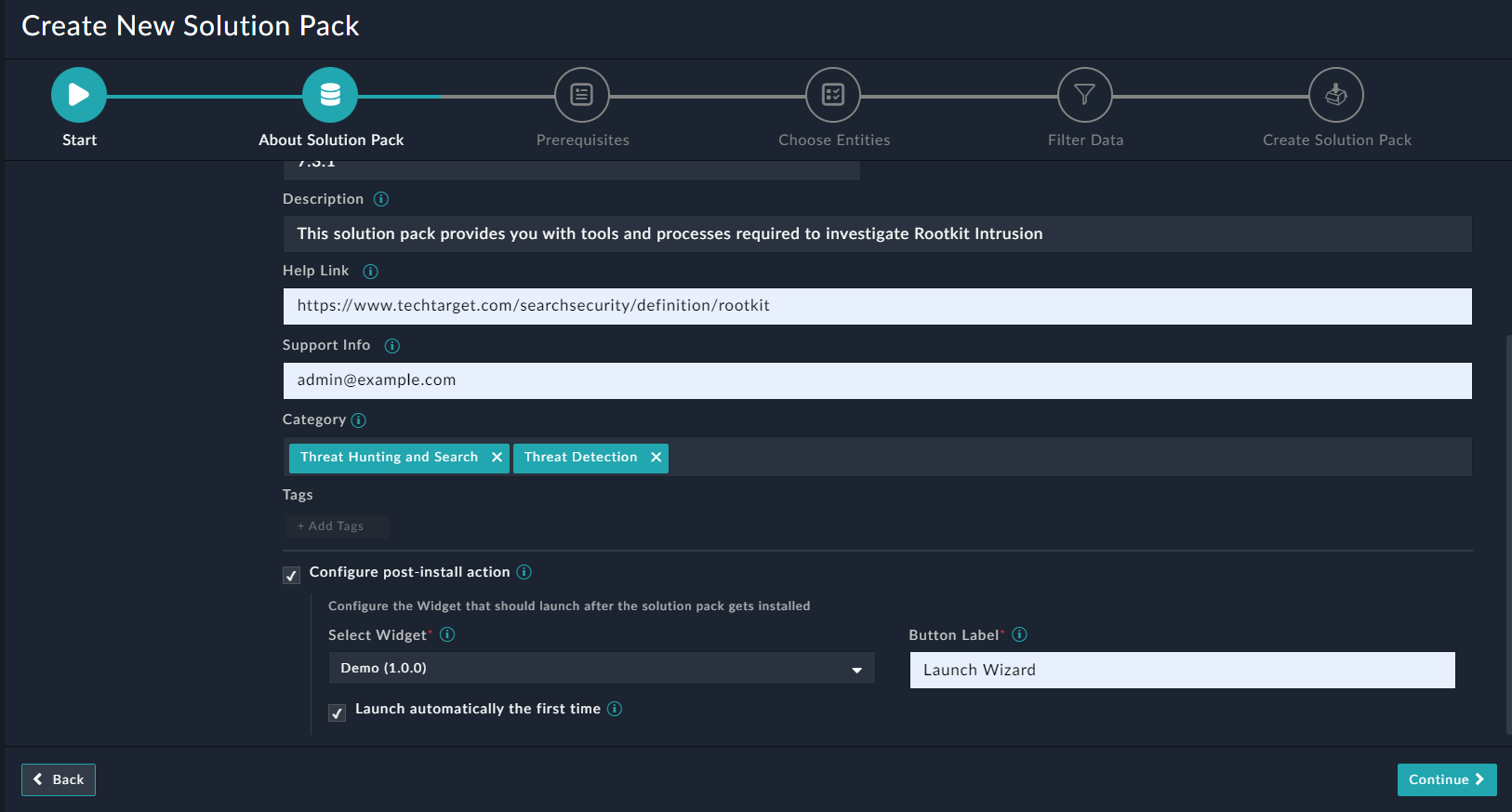 Configuring widgets to launch post SP installation