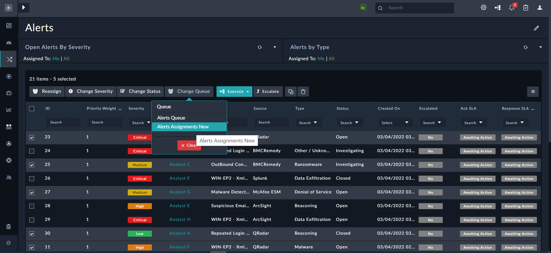 Alerts List View - Change Queue Option