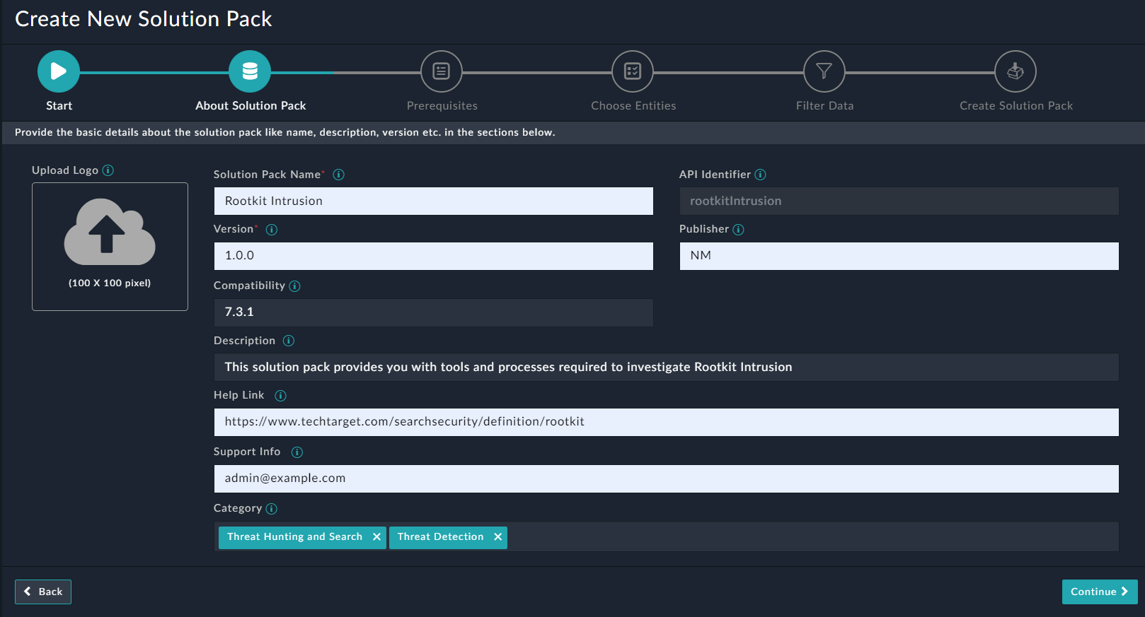 Provide metadata for the Solution Pack