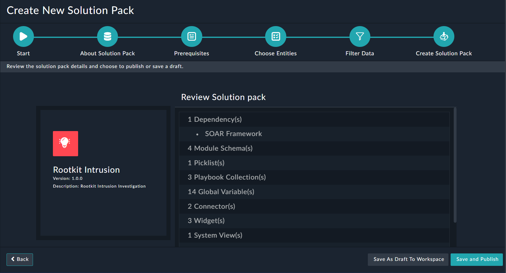 Reviewing the created Solution Pack