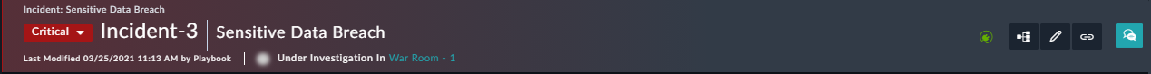 Incident header displaying active War Room in header